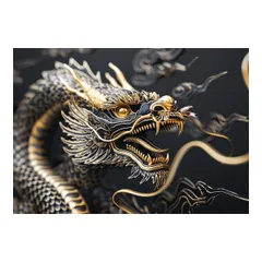 【A3サイズ（約30×42cm）】【lh-poster-3578】【フレーム付き】開運 金色 竜 龍 辰 龍神様 ポスター 金運 ご利益 厄払い 守護 風水 お守りインテリア