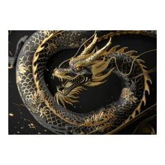 【A2サイズ（約42x59cm）】【lh-poster-3580】【フレーム付き】開運 金色 竜 龍 辰 龍神様 ポスター 金運 ご利益 厄払い 守護 風水 お守りインテリア