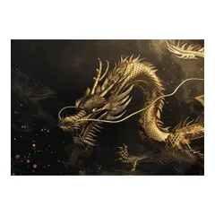 【A2サイズ（約42x59cm）】【lh-poster-3581】【フレーム付き】開運 金色 竜 龍 辰 龍神様 ポスター 金運 ご利益 厄払い 守護 風水 お守りインテリア