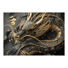 【B4サイズ（約25x36cm）】【lh-poster-3582】【フレーム付き】開運 金色 竜 龍 辰 龍神様 ポスター 金運 ご利益 厄払い 守護 風水 お守りインテリア