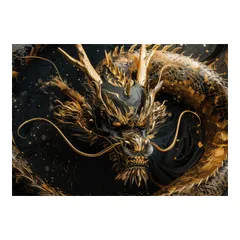 【A2サイズ（約42x59cm）】【lh-poster-3585】【フレーム付き】開運 金色 竜 龍 辰 龍神様 ポスター 金運 ご利益 厄払い 守護 風水 お守りインテリア