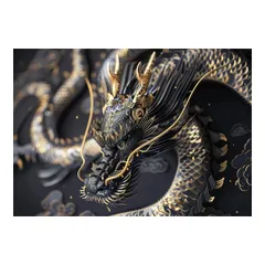 【A4サイズ（約21x30cm）】【lh-poster-3589】【フレーム付き】開運 金色 竜 龍 辰 龍神様 ポスター 金運 ご利益 厄払い 守護 風水 お守りインテリア