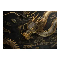 【A2サイズ（約42x59cm）】【lh-poster-3598】【フレーム付き】開運 金色 竜 龍 辰 龍神様 ポスター 金運 ご利益 厄払い 守護 風水 お守りインテリア