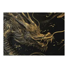 【A0サイズ（約84x119cm）】【lh-poster-3603】【フレーム付き】開運 金色 竜 龍 辰 龍神様 ポスター 金運 ご利益 厄払い 守護 風水 お守りインテリア