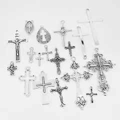 1124 クロスチャーム カン付き アクセサリーパーツ アソート