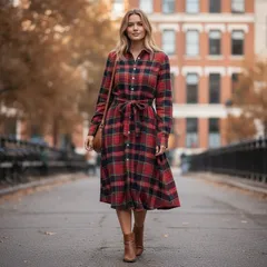 ポロラルフローレン POLO RALPH LAUREN シャツワンピース チェック レッド サイズ16 長袖 ウエストリボン