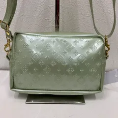 7365　Daily russet デイリーラシット　 ショルダーバッグ　斜めがけバッグ　クロスボディ エナメル　ライトブリーン系　ミニバッグ ロゴ　総柄