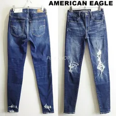 新品★ アメリカンイーグル　 HI-RISE JEGGING　W67cm　クラッシュデニム　スーパーストレッチ　レディース　濃藍　AMERICAN EAGLE