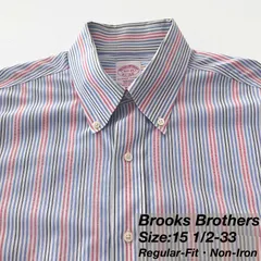 【15 1/2-33】Brooks Brothers Original Polo Shirt / Regular Fit / Non-Iron Supima Cotton / Stripe（ホワイト×ブルー×ライトブルー×オレンジ） L相当 メンズ