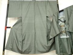 平和屋着物＃男性 長羽織 黒紋付き キングサイズ 正絹 逸品 CAAT5840id