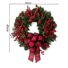 クリスマスリース 直径45cmライト付き花輪新年リース祝い大きいオーナメント 飾り玄関 部屋 北欧 玄関ドア壁掛け ご自宅用 友達贈り物イベント パーティ 庭 屋外 おしゃれ 店舗装飾クリスマス プレゼントDIYお正月飾り