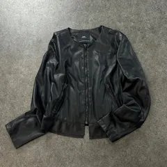 ZARA OUTERWEAR ザラ フェイクレザーライダースジャケット ノーカラー シングル ブルゾン ブラック 黒 レディース