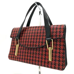 【美品】 ハンドバッグ 和装用バッグ 昭和レトロ 赤 黒 編み込み ゴールド金具