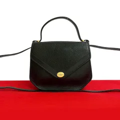 極 美品 Christian Dior ディオール ヴィンテージ CD ロゴ金具 レザー 本革 2way ハンドバッグ ショルダーバッグ ブラック 39581