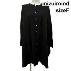 美品】mizuiroind 黒 バンドカラーワンピース ゆったり 羽織りにも 