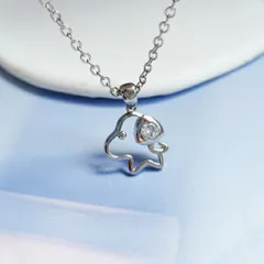 仔犬ネックレス S925シルバー ドッグ ラインストーン キラキラ 可愛い 動物モチーフ 戌年 干支 お守り 普段使い お出かけ デート パーティー プレゼント ギフト 母の日 誕生日 送料無料 即購入OK