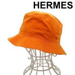 HERMES エルメス バケットハット 57 オレンジ 鹿革 フランス製 - メルカリ