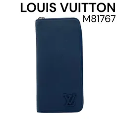 ● ルイヴィトン LOUIS VUITTON ジッピーウォレット ヴェルティカル 長財布 M81767 LVイニシャル マリーヌ レザー メンズ 5E378