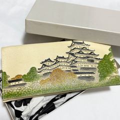 皇居 長財布 菊の御門 二つ折り シルバ 銀色 牛革 箱付き 新品未使用品