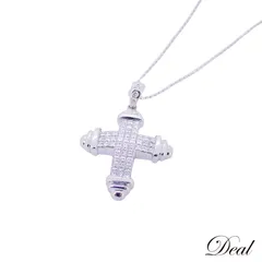 K18WG クロス モチーフ ダイヤ 1.0ct 6.6g レディース ネックレス
