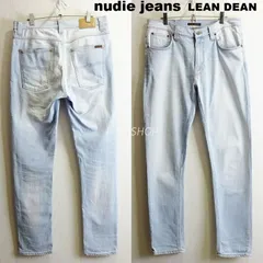 Nudie Jeans　ヌーディージーンズ　LEAN DEAN　W90cm/W34/L　スリムテーパードデニム　ストレッチ　スカイブルー　イタリア製　メンズ