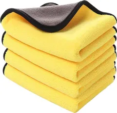 洗車タオル マイクロファイバークロス 吸水 速乾 厚手 両面タイプ 乾拭き 水拭き 超吸水 傷防止 キッチン 掃除 洗車 掃除 家事用 ふき取り 4枚 30x40cm