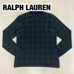 RALPH LAUREN ラルフローレン タートルネック 長袖 カットソー ロングスリーブシャツ ロンT ブラックウォッチ マドラスチェック L 刺繍ポニー インパクト21 着丈95cm 肩幅38cm 身幅(脇下)47cm 袖丈60cm 【古着】