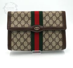 美品✨グッチ クラッチバッグ GGスプリーム シェリーライン ネイビー