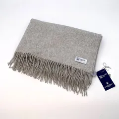 ジョンストンズ カシミヤ 大判ストール 190cm×70cm シルバーカラー ライトグレー