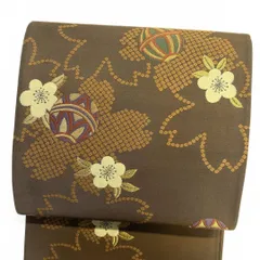 未着用　袋帯　桜花模様　鹿の子　鞠模様　金糸　着物　122 p ms