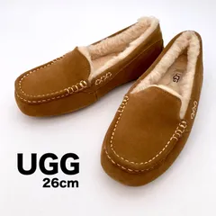 UGG レディース 26cm モカシン シューズ ANSLEY アンスレー チェスナット シープスキン スエード ボア 防寒