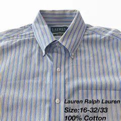 Lauren Ralph Lauren ボタンダウンシャツ 16-32/33 / Non-Iron / Cotton100% / Stripe（ライトブルー×イエロー×ホワイト×ブルー）XL相当 メンズ