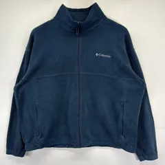 古着 コロンビア Columbia フリースジャケット 大きいサイズ フルジップ ワンポイントロゴ アウトドア 2XL  ネイビー メンズ