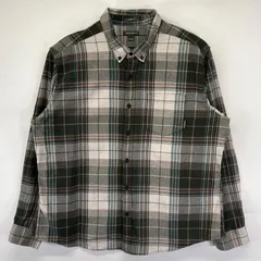 古着 エディー・バウアー Eddie Bauer 長袖シャツ 大きいサイズ チェック柄 ネルシャツ ワンポイントロゴ アウトドア 2XL  ベージュ メンズ