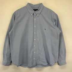 古着 ラルフローレン RALPH LAUREN 長袖シャツ 大きいサイズ ワンポイントロゴ刺繍 ボタンダウン 2XB  ブルー系 メンズ