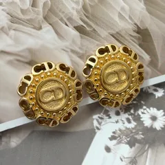 【美品】クリスチャンディオール イヤリング CDロゴ GPメッキ ゴールド レディース Christian Dior Vintage Earrings Gold Accessories 22310