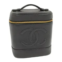 CHANEL バニティバッグ 化粧ポーチ キャビアスキン レザー ブラック