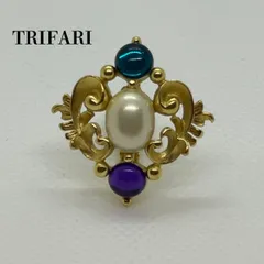 TRIFARI ヴィンテージ イヤリング パール×ストーン 上品