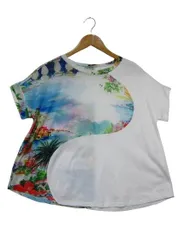 〇【未使用】イタリア製 エリーシャ &.EYCIA センソユニコ  半袖Tシャツ カットソー 丸首 切替デザイン Mサイズ38■管理番号L29594SSA26-251208-20-3（198）