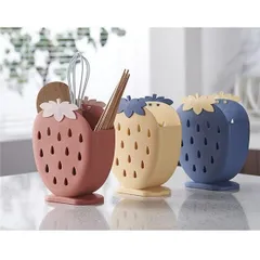 箸スタンド 箸立て イチゴ型 キッチン収納 調理器具収納 フォーク収納 大容量 水切 速乾 かわいい 多機能のサムネイル