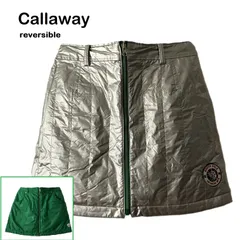 【callaway/キャロウェイ】リバーシブル 2way ゴルフ スカート ゴルフウエア ミニスカート ミニ丈 シルバー×グリーン 中わた（中古）