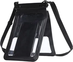 FooFoo 防水ケース スマホ用 IPX8規格 ダブルポケット付き 首かけOK 顔認証対応 水中撮影も快適 お風呂 プール 釣り 潜水 (ブラックS)