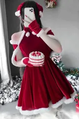 サンタ コスプレ 4点セット Cnstone セクシー ポンチョ リボン ワンピース サンタ コスチューム レディース 可愛い サンタコス クリスマス 