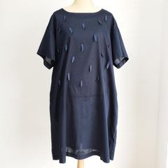 ヨーガンレール☆シルクコットンジャガードレースチュニックOP☆濃紺