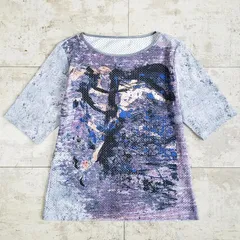 ヒロココシノ プレタポルテ ☆ 総柄 メッシュ 半袖 プルオーバー 11 日本製 HIROKO KOSHINOのサムネイル