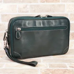 デルガ Dell'ga ☆ レザー クラッチ セカンドバッグ 収納多 イタリア製 グリーン系