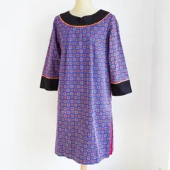 未使用 ローラアシュレイ ☆ 総柄 コットン ワンピース 2 七分袖 マルチカラー LAURA ASHLEY