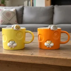 2点セット ハムスター マグカップ＆スプーン セット チーズ キッチン小物 かわいい 雑貨 オブジェ フィギュア 装飾 DECOLE ゴールデン ジャンガリアン 送料無料