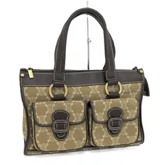 CELINE ハンドバッグ パリマカダム柄 キャンバス レザー カーキ