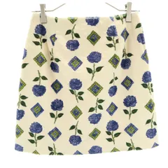 Lily Brown リリーブラウン レトロ花柄 ミニ丈 スカート 1 オフホワイト レディース 古着